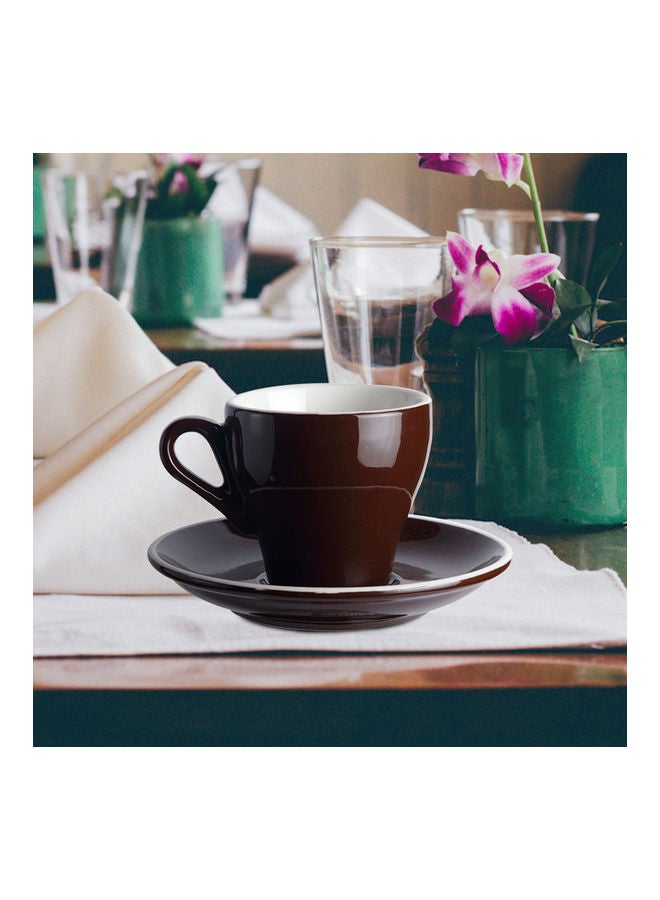 نيبمينينت طقم فناجين قهوة مع صحون من الزجاج البني/الأبيض 12.5 x 10.5سم - Image 3