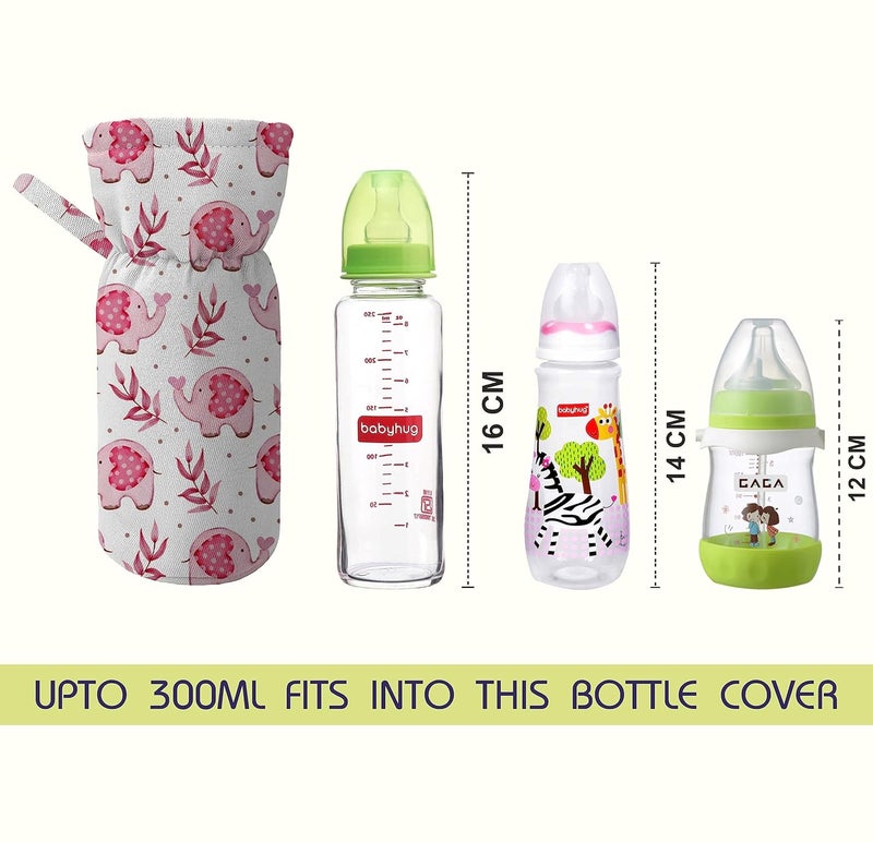 Custom Catch Cotton Soft Plush Baby Bottle Feeding Cover Tote Modern Bag Carrier Bag Bottle Cover with Strap Pack of 2(Cute), Multicolor - Image 2