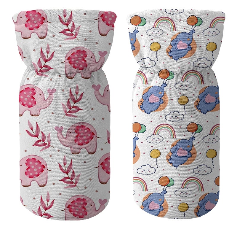 Custom Catch Cotton Soft Plush Baby Bottle Feeding Cover Tote Modern Bag Carrier Bag Bottle Cover with Strap Pack of 2(Cute), Multicolor - Image 1