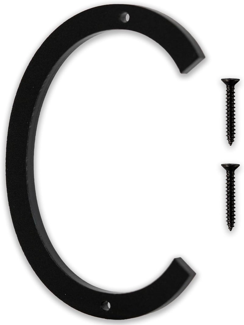 Discovered Designs 5" (C) Modern Address House Numbers for Outside - Easy to Install 3D Matte Black Acrylic Individual Numbers for Address on House, Weatherproof No Rust, Made in USA, Includes 2 - 3/4" Screws, Door Mailbox Number Home Address Number - Image 1