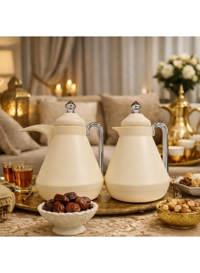 Host 🫖☕ Host Luxury Thermos Set for Tea and Coffee – 1 Liter x 2 Capacity | Elegant Design in Matte Creamy Beige - Image 1