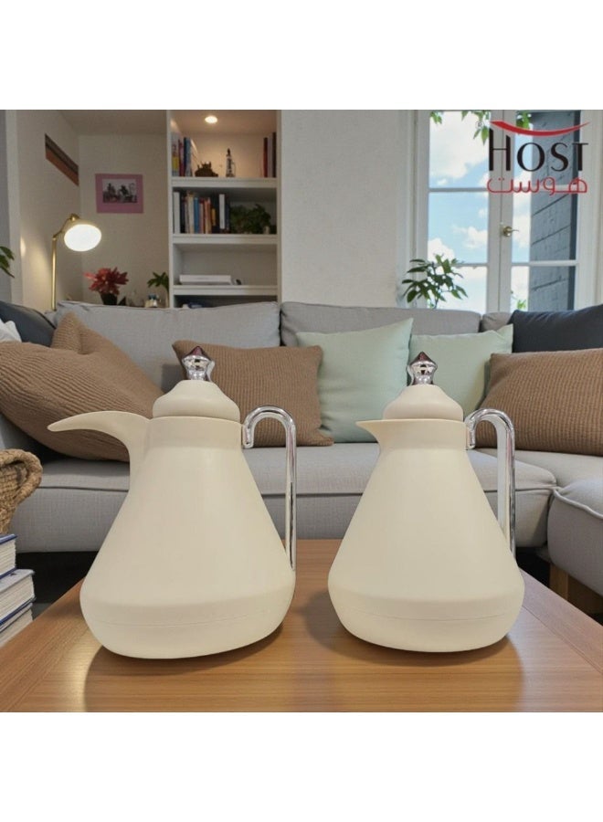 Host 🫖☕ Host Luxury Thermos Set for Tea and Coffee – 1 Liter x 2 Capacity | Elegant Design in Matte Creamy Beige - Image 2