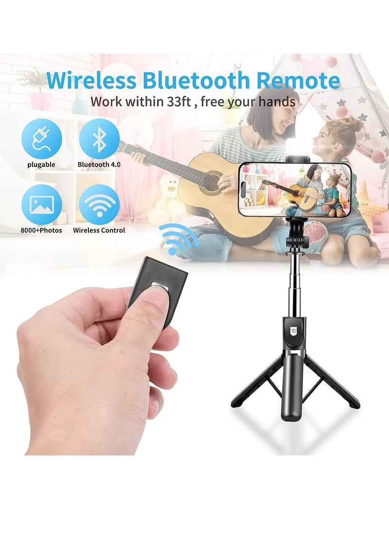 Raxoom Foldable Tripod Monopod Selfie Stick Blue tooth With Wireless Button Shutter Selfie Stick With LED For iOS Android - Image 2