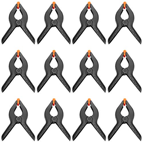 ZOENHOU 6 Inch 12 PCS Spring Clamp Set, Nylon Plastic Clips Heavy Duty Clamp with Flexible Jaw Pad and Anti-slip Handles for Woodworking Backdrop Photo Studio Craft DIY Art - Image 1