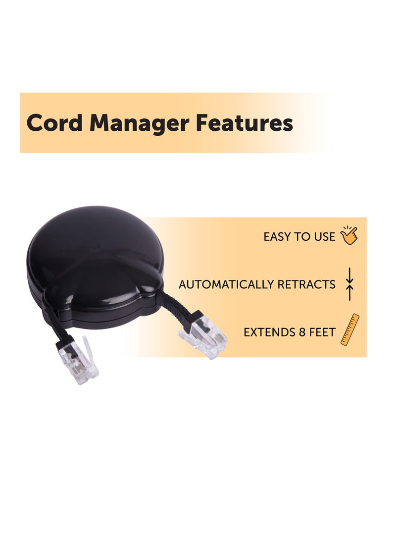 Softalk Softalk Cord Manager Retractable Phone Cord Detangler Cable for Landlines and Office Telephones, Black, 8 ft  - Image 3