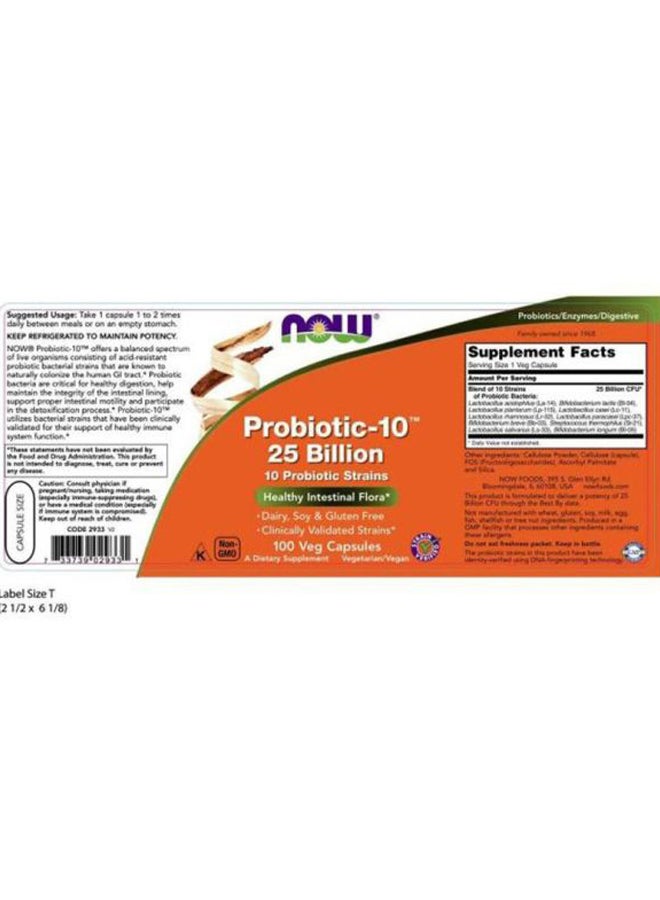 Now Foods Probiotic-10 Dietary Supplement - 100 Veg Capsules - Image 3