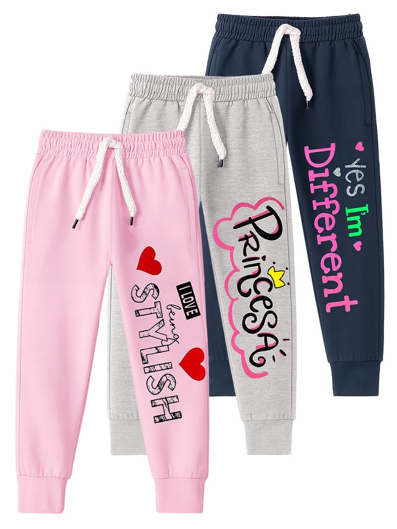 Kuchipoo Girls Track Pants - Pack of 3 (KUC-LOW-148, 5-6 Years, Multi-Colored) - Image 1