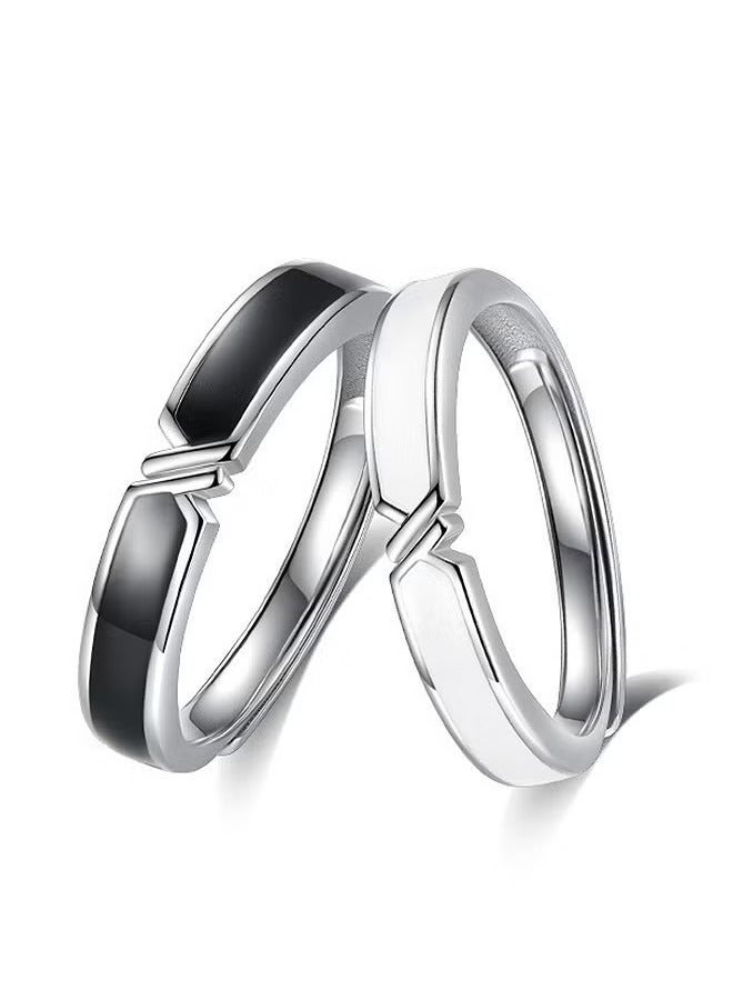 Couples Promise Rings, Anti Fading Titanium Engagement Ring, Suitable As A Couple Gift and Wedding Ring (Silver) - Image 1
