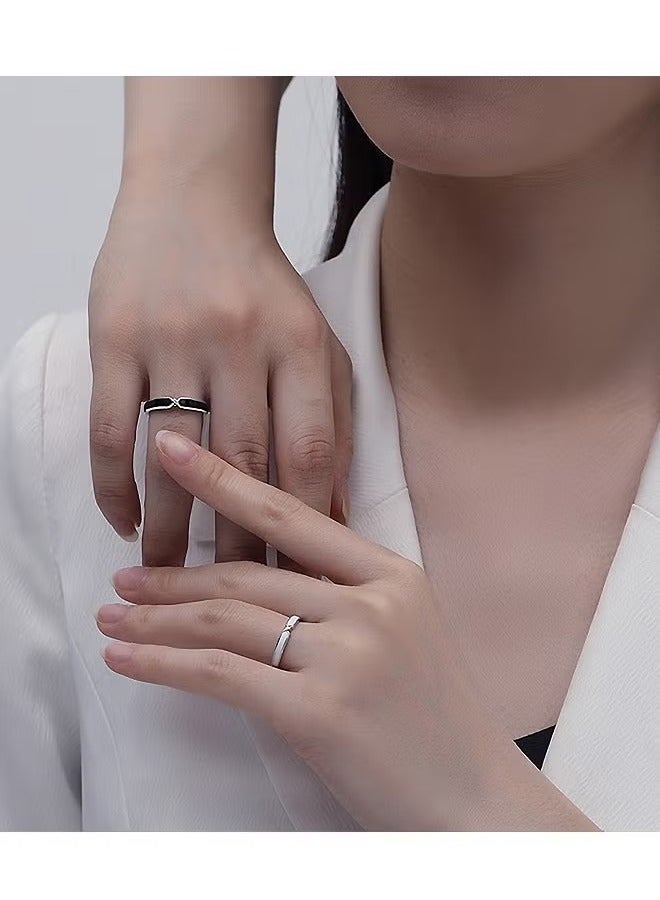 Couples Promise Rings, Anti Fading Titanium Engagement Ring, Suitable As A Couple Gift and Wedding Ring (Silver) - Image 2