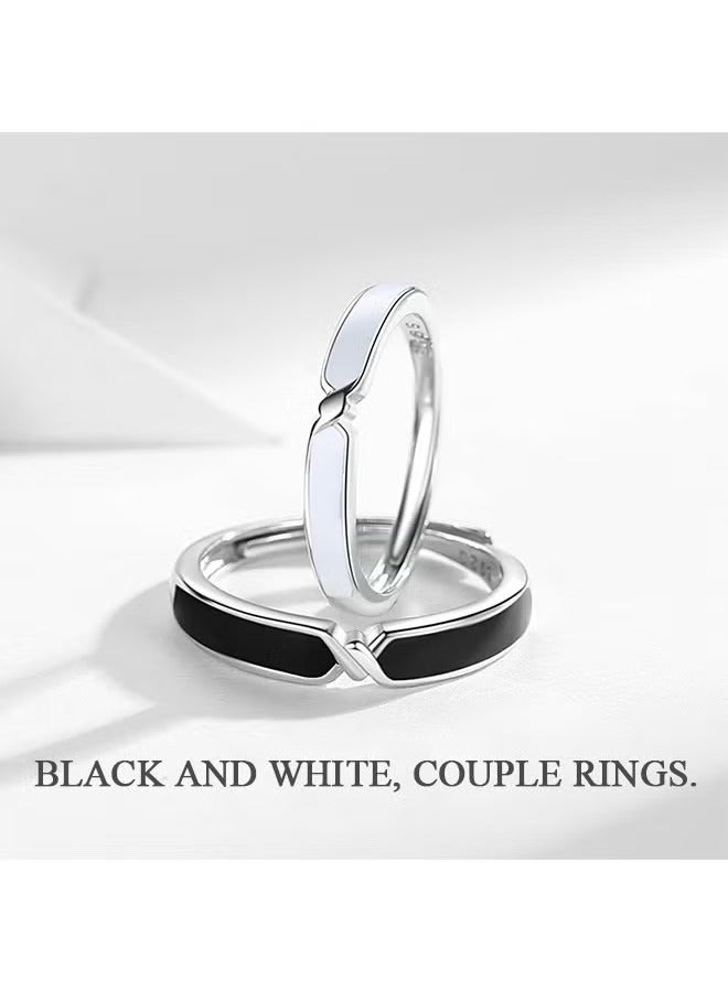 Couples Promise Rings, Anti Fading Titanium Engagement Ring, Suitable As A Couple Gift and Wedding Ring (Silver) - Image 3