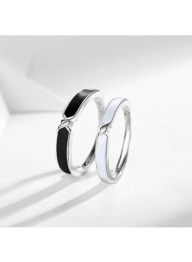 Couples Promise Rings, Anti Fading Titanium Engagement Ring, Suitable As A Couple Gift and Wedding Ring (Silver) - Image 4