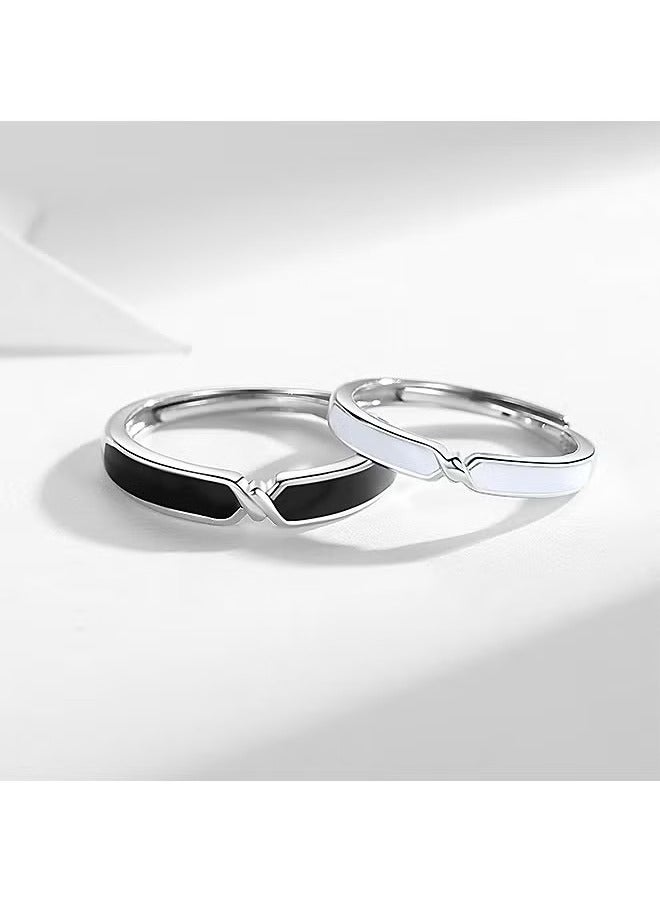 Couples Promise Rings, Anti Fading Titanium Engagement Ring, Suitable As A Couple Gift and Wedding Ring (Silver) - Image 5