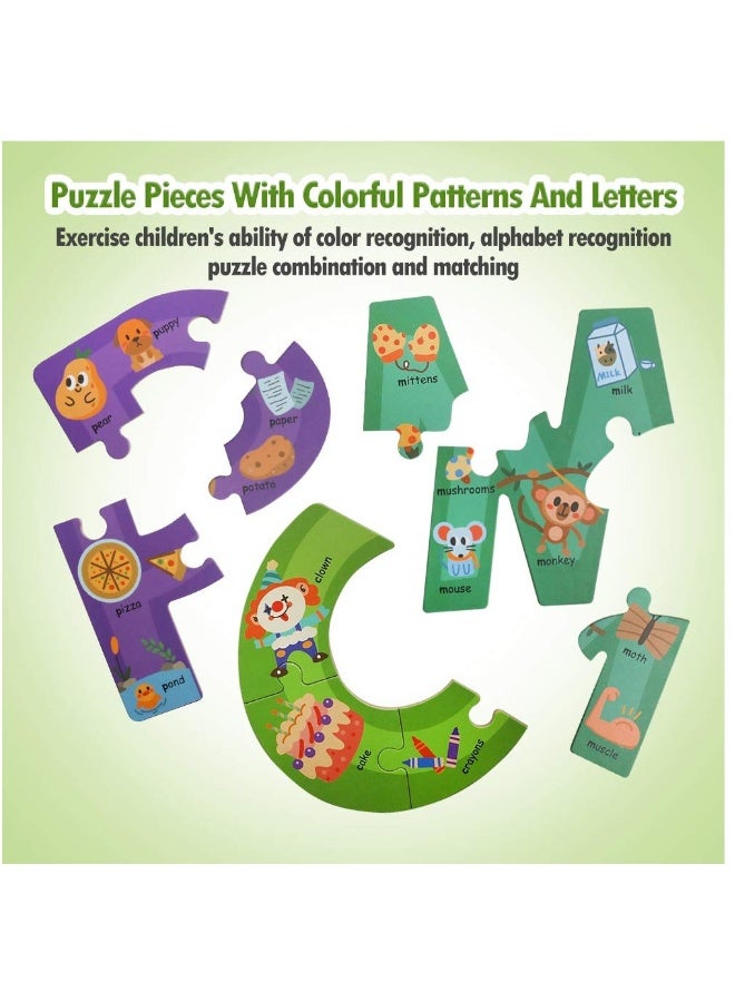 Wooden Jumbo Alphabet, ABC Letter Toddler Puzzles Color Shape Animals Recognition Montessori STEM Jigsaw Preschool Learning Educational Toy for Kids 3 4 5 Years Old Boys Girls Gift - Image 3