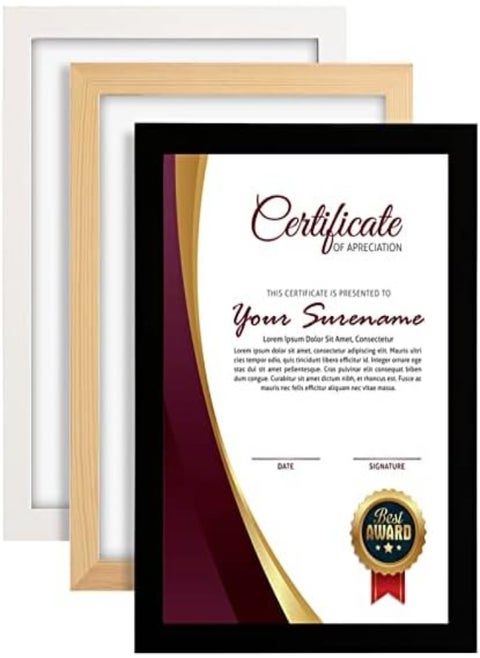 Cispree Photo Frame, A4 Wooden Picture Frames With Plexiglass Clear Sheet,Large Poster/Documents Frame For Family/Photo A4(21 * 29.7Cm)-Black