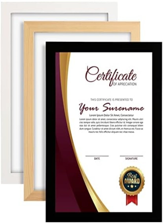 AKDC - Cispree Photo Frame, A4 Wooden Picture Frames With Plexiglass Clear Sheet,Large Poster/Documents Frame For Family/Photo A4(21 * 29.7Cm)-Black - Image 1