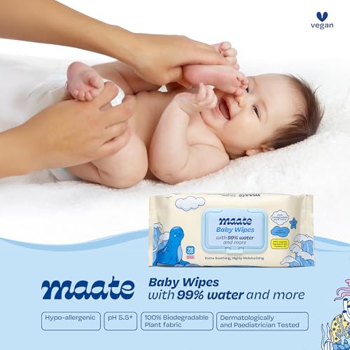 Maate Baby Wipes (Pack of 1, 72 Wipes) | Soothing & Hypoallergenic | Infused With Plant Squalane, Tamanu Oil & Aloe Vera | Moisturizing & Hydrating | Wipe for Baby's | Paraben & Sulphate Free - Image 3