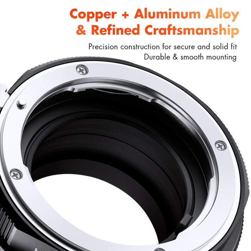 K&F Concept Lens Mount Adapter Compatible with Nikon G/F/AI/AIS/D/AF-S Mount Lens to Fujifilm Fuji X-Series X FX Mount Cameras with Matting Varnish Design for Fuji XT2 XT20 XE3 XT1 X-T2 - Image 3