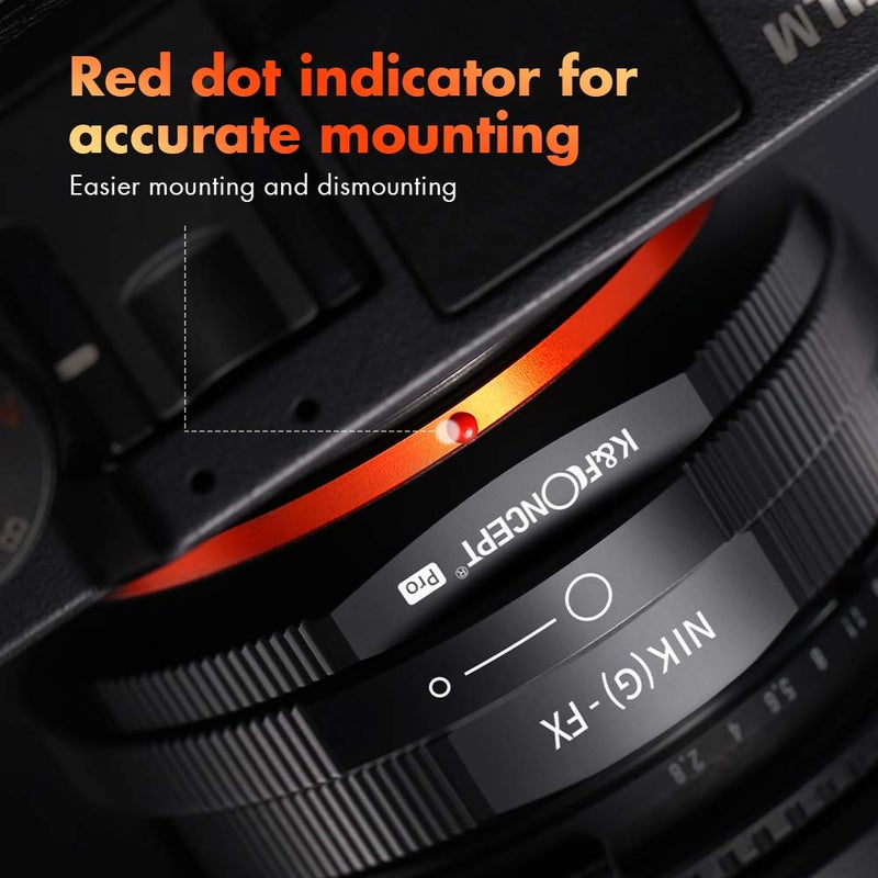 K&F Concept Lens Mount Adapter Compatible with Nikon G/F/AI/AIS/D/AF-S Mount Lens to Fujifilm Fuji X-Series X FX Mount Cameras with Matting Varnish Design for Fuji XT2 XT20 XE3 XT1 X-T2 - Image 4