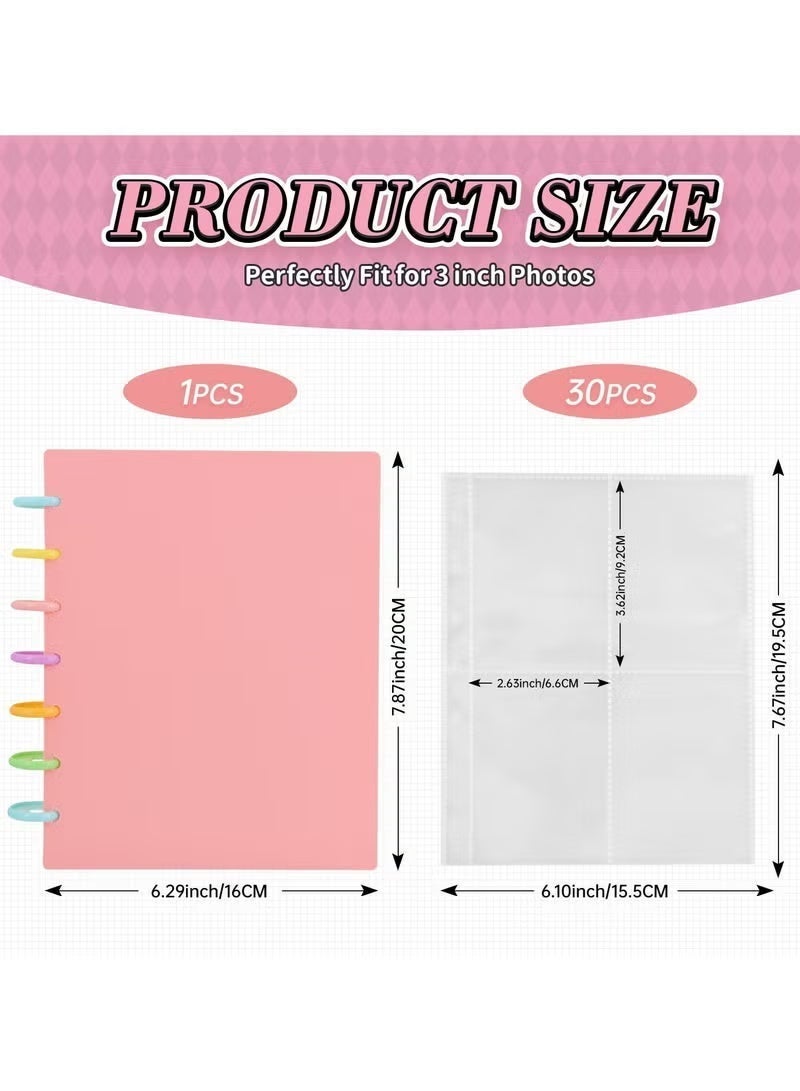 HPRT Photocard Binder 30 Pages, Photo Card Holder Book With 120 Pockets, PVC Cover And Clear PP Sleeves For Idol Cards, Polaroid Photos And DIY Storage (Pink, 20 × 16 cm) - Image 2