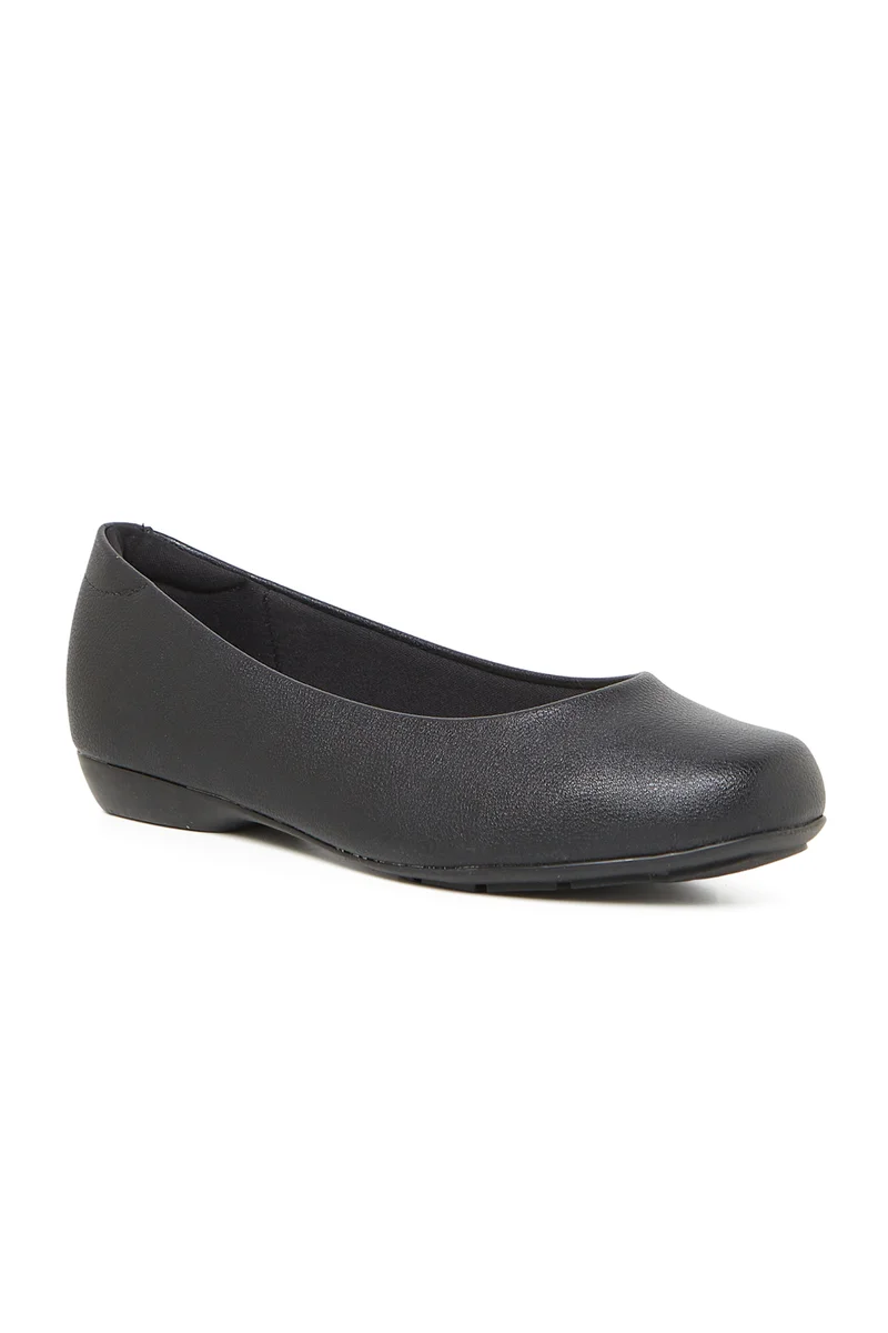 MODARE MODARE Low Heel Shoes for Ladies – BLACK Shoes with Slip On | Comfortable PU Upper & TPR Sole