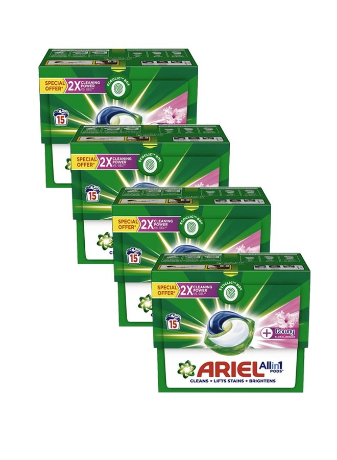 Ariel Ariel Laundry Detergent Floral Breeze All-in-1 15Pods pack of 4  - Image 1