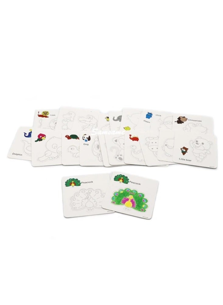 Generic 8-in-1 Coloring Art Craft Set for Kids – 4 Animal Cards + 4 Water Color Pens – Early Learning & Fun Gift  - Image 1