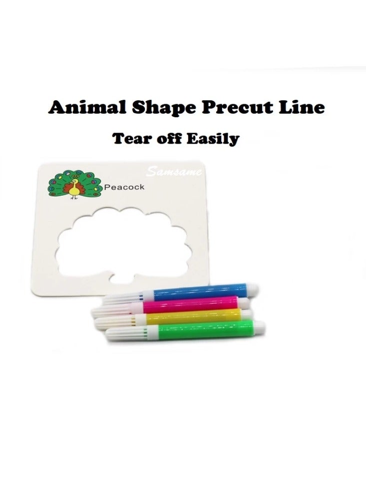 Generic 8-in-1 Coloring Art Craft Set for Kids – 4 Animal Cards + 4 Water Color Pens – Early Learning & Fun Gift  - Image 3
