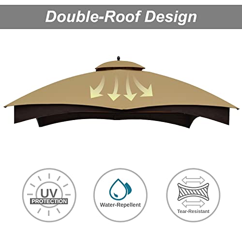 AbcCanopy غطاء بديل لهيكل السقف من ABCCANOPY لحديقة Lowe's Allen Roth #GF-12S004B-1، بيج - Image 2
