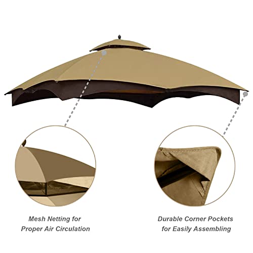 AbcCanopy غطاء بديل لهيكل السقف من ABCCANOPY لحديقة Lowe's Allen Roth #GF-12S004B-1، بيج - Image 3