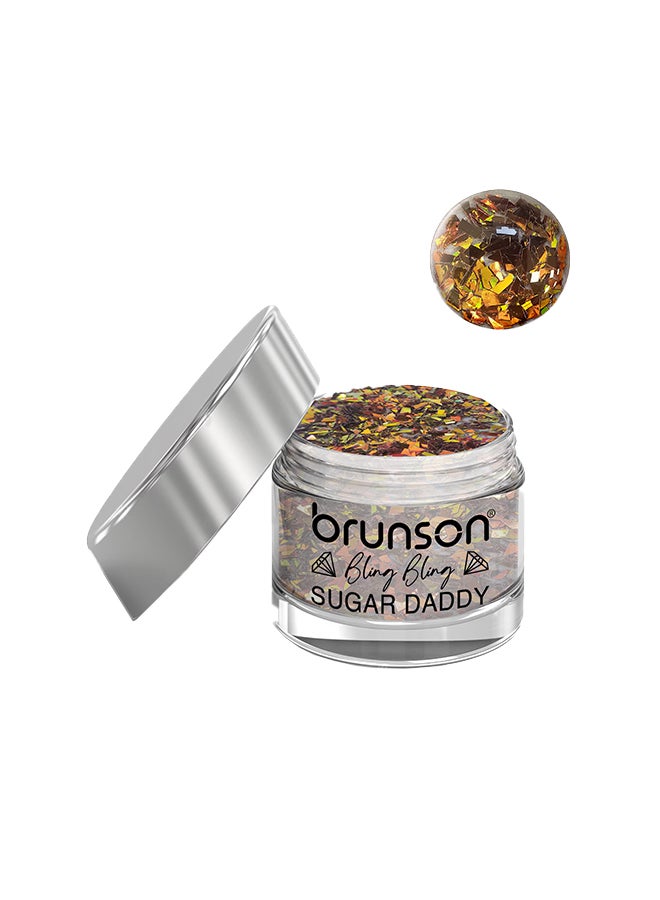 brunson Acrylic Nail Powder DIP And Buff System, Sugar Daddy Glittered 30ml BABS06