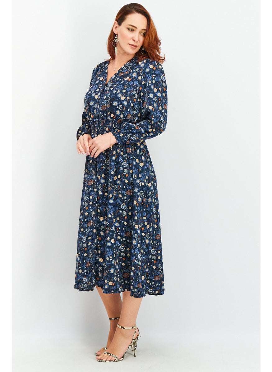 Women Allover Print Midi Dress, Navy Combo - pzsku/ZFC28FEBEAD7628AD8D8AZ/45/_/1725379339/c08c7b41-029f-4d3f-90e4-b7373c3299ba