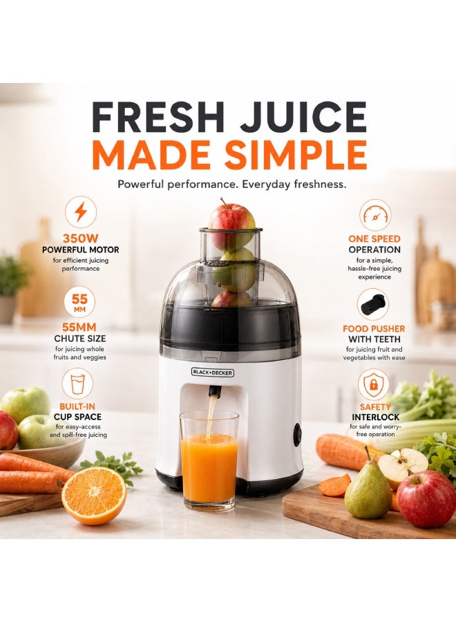 بلاك اند ديكر 350W Juice Extractor with Stainless Steel Filter & 55mm Feed Chute Black/white 15.9 × 15.4 × 26.6cm - Image 2