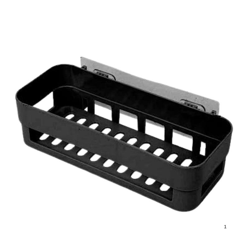 Lumevo Bathroom Shelf Organizer - Wall Mounted Bathroom Rack, Bathroom Hardware and Accessories for Towels, Toiletries, Durable Stylish Design for Home Office (Black) - Image 1