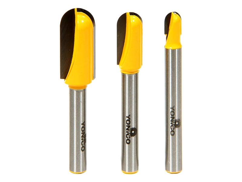 Round Nose Core Box Router Bit Set 3 Bit 1/4-Inch Shank 14360q