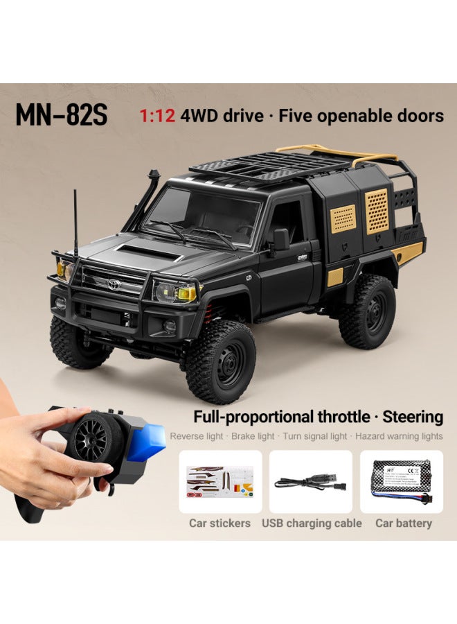 JJRC MN-82S Simulation 1:12 Full-scale Off-road Vehicle Four-wheel Drive Pickup Truck RC Remote Control Car Toy-Color:Black - Image 1