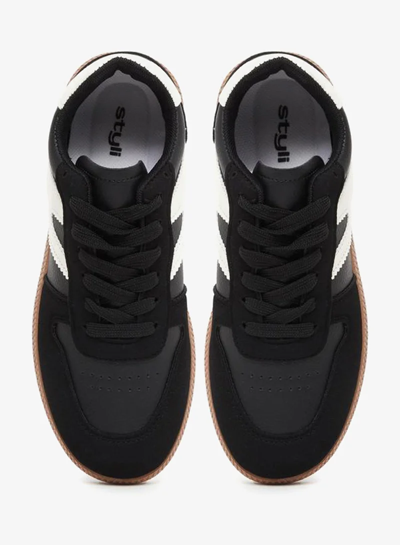 Styli Active  Panelled Lace Up Sneaker for Women | Best Price UAE