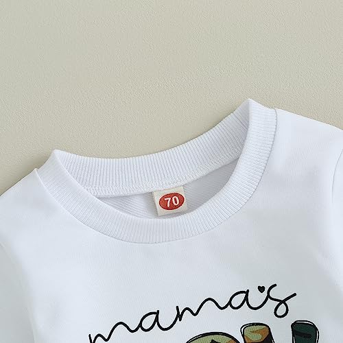allshope Baby Boy Fall Clothes Set Long Sleeve Crewneck Sweatshirts Pants Cute Infant Newborn Outfits 6 12 18 24 Months 2T (Mama's Boy Army Green, 18-24 Months) - Image 4