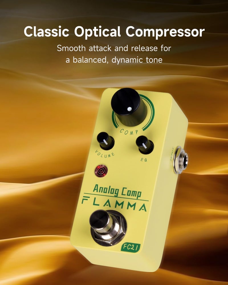 FLAMMA FC21 Compressor Pedal Electric Guitar Effects Pedal Classic Optical Compressing Effect True Bypass - Image 2