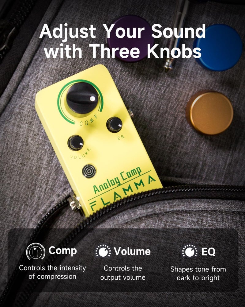 FLAMMA FC21 Compressor Pedal Electric Guitar Effects Pedal Classic Optical Compressing Effect True Bypass - Image 3