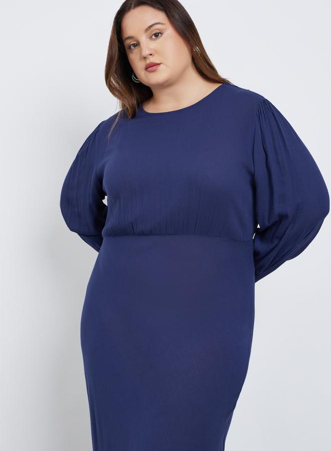 Styli Plus Size Blue Column Maxi Dress - Image 3