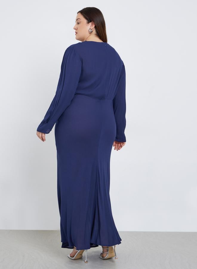 Styli Plus Size Blue Column Maxi Dress - Image 5