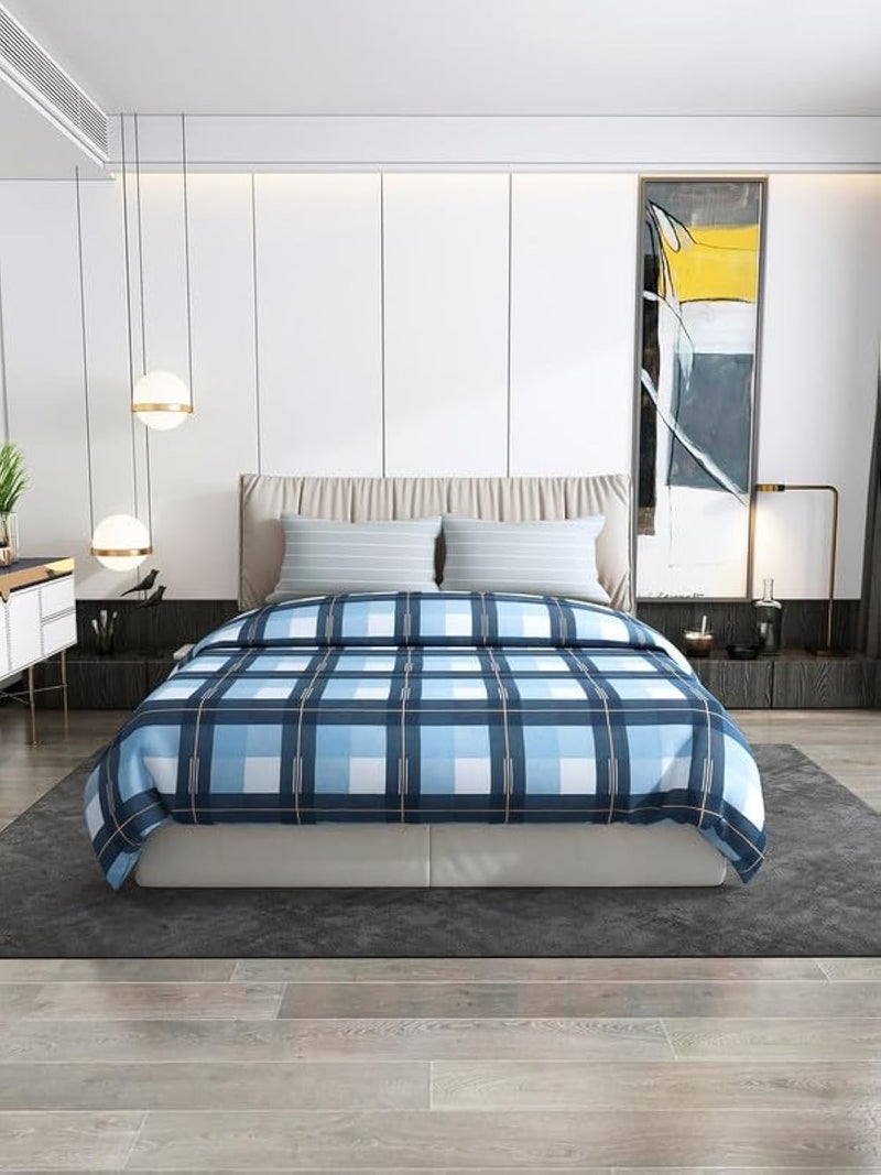 Nendle Checkered Pattern 400Tc Premium Cotton Super King Size Bedsheets 108X108 Inches with Contrast Pillow Covers for Luxurious Softness and Anti Fade Prints (Floral Texture, Pack of 3) Multi Color - Image 1