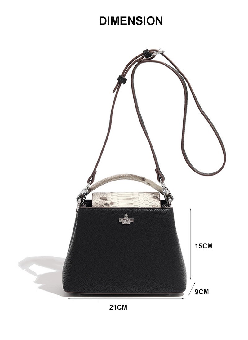 BLLE ROWN - Women Top Handle Satchel Bag Snake Print Bags Flap Crossbody Bag - Image 1