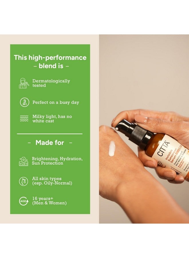 CITTA Invisible Sunscreen Serum SPF 50 PA++++ For Women & Men | No White Cast For All Skin Types | Rice Water & Bisabolol Sunscreen Serum | Hydrating & Non-Greasy | 30 ml - Image 4