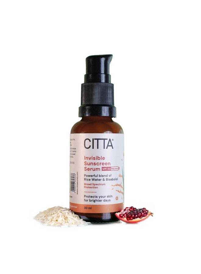 CITTA Invisible Sunscreen Serum SPF 50 PA++++ For Women & Men | No White Cast For All Skin Types | Rice Water & Bisabolol Sunscreen Serum | Hydrating & Non-Greasy | 30 ml - Image 1