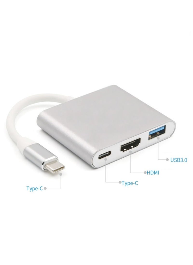 Generic - 3 in 1 Type C To HDTV HDMI Adapter, 4K HDMI USB 3.0 PD Fast Charging Adapter for iPhone 15 16 Series MacBook Matebook Huawei Xiaomi Samsung Type C Interface - Image 1