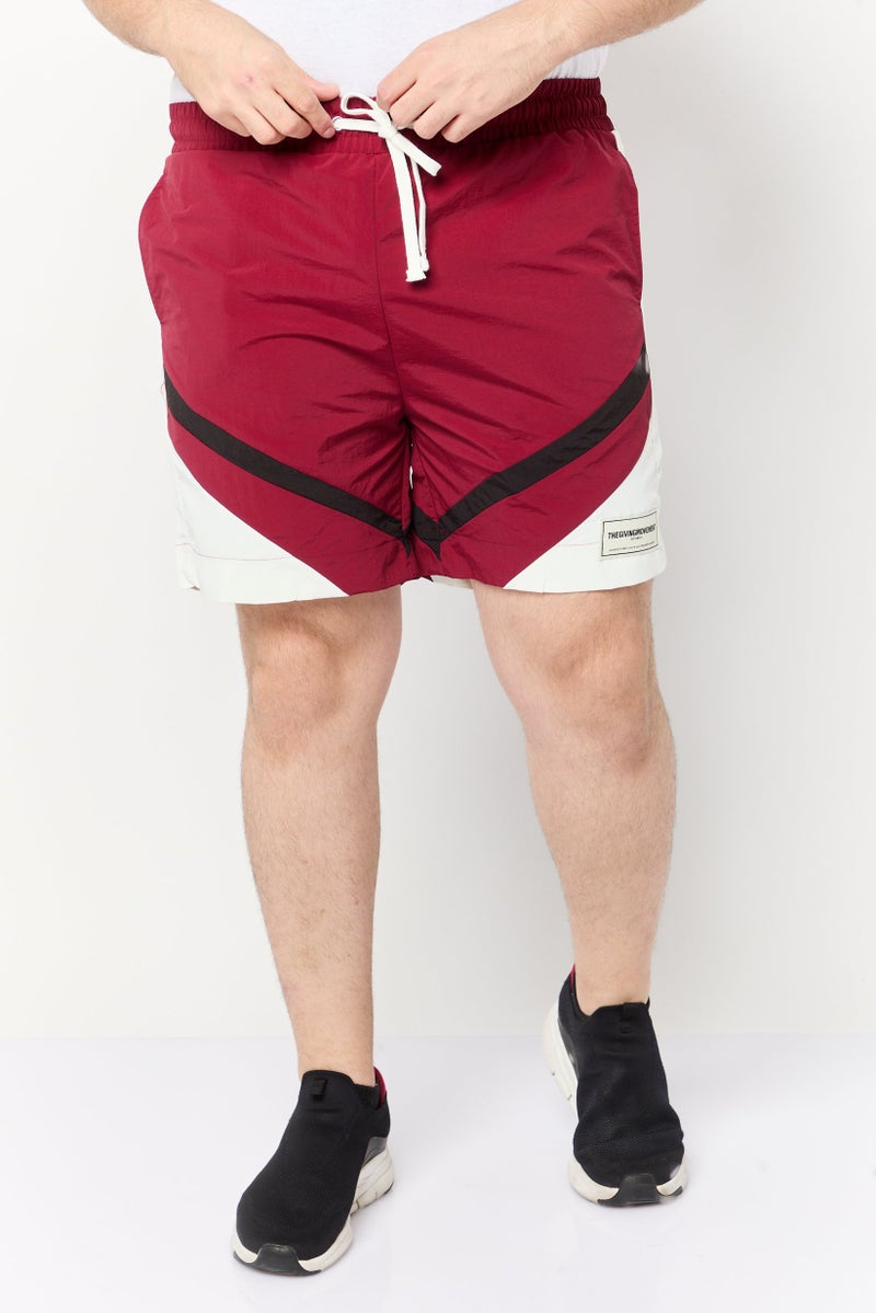 The Giving Movement Men Brand Logo Basic Shorts, Maroon - Image 1