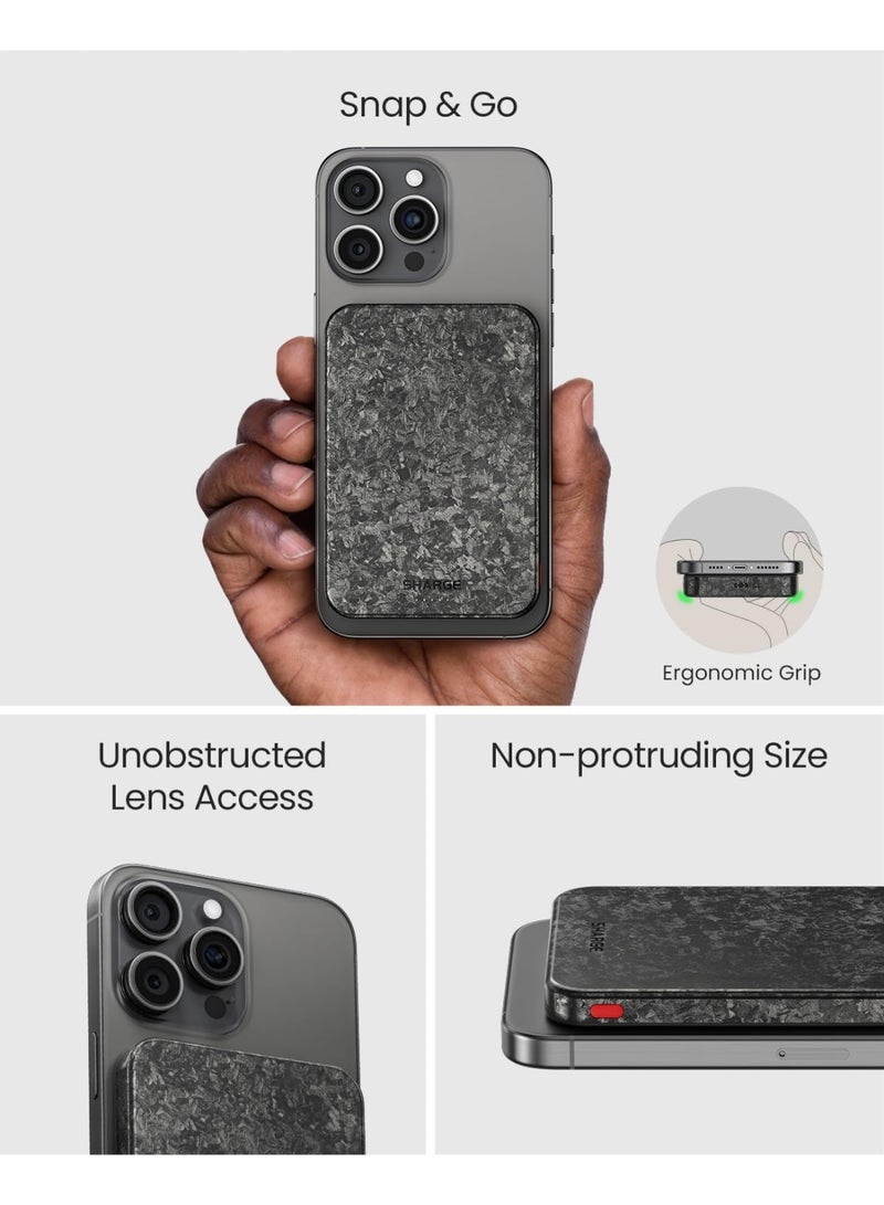 sharge CarbonMag Magsafe Power Bank Slim Magnetic Portable Charger 5000mAh, Lightweight Carbon Fiber 20W PD Fast Charging, Battery Pack for iPhone 17 Pro Max/16/15/14 Series Black - Image 4