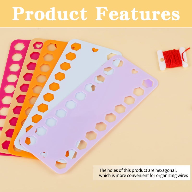 LOKUNN Embroidery Floss Organizer, 5 Color Plastic Floss Bobbin, Cross Stitch Thread Organizer and Storage, Floss Cards with 20 Holes and Label, Craft Diy Embroidery - Image 3