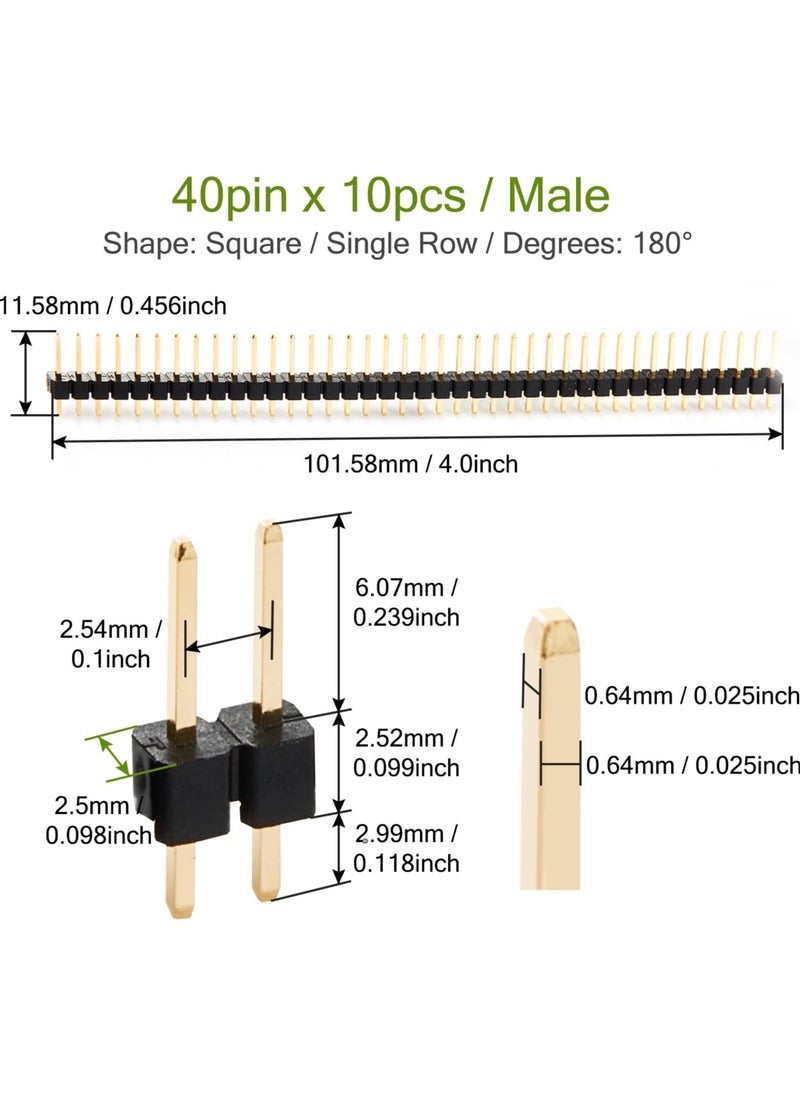 Generic - Pin Header Strip for Arduino Gpio 40 pin x 10pcs Male Headers Pins Straight Single Row Pitch 2.54mm 0.1 inch Breakaway for PCB Connector Machine Breadboard Electronic Circuit Board - Image 1